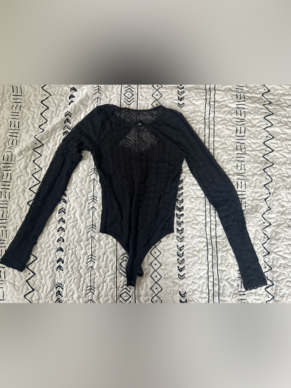 Abercrombie & Fitch Black Long-Sleeve Lace Bodysuit